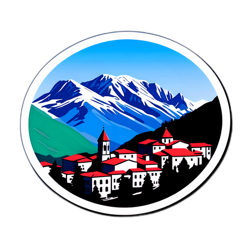 Widok pięknych gór Albanii z charakterystyczną architekturą