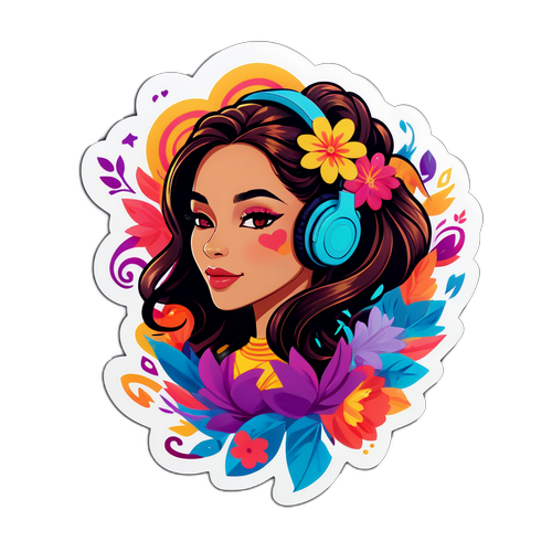 Stylowa naklejka Kayah z kwiatowym tłem