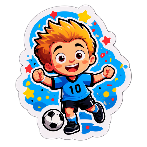 Stiker Karakter Kartun Merayakan Gol