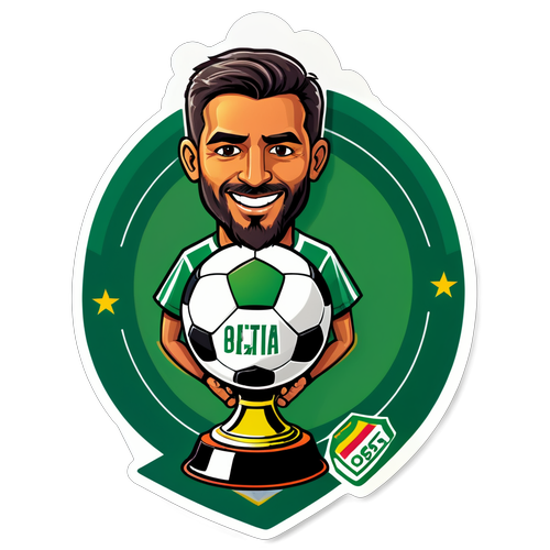 Sticker cu minge de fotbal și trofeu Real Betis