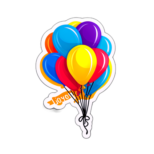 Balon colorat cu semne de sărbătoare, simbolizând bucuria călătoriei