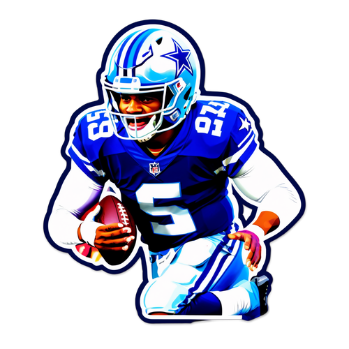 Unleash the Spirit of the Game: Dak Prescott's Stunning Action Helmet Sticker for Cowboys Fans!