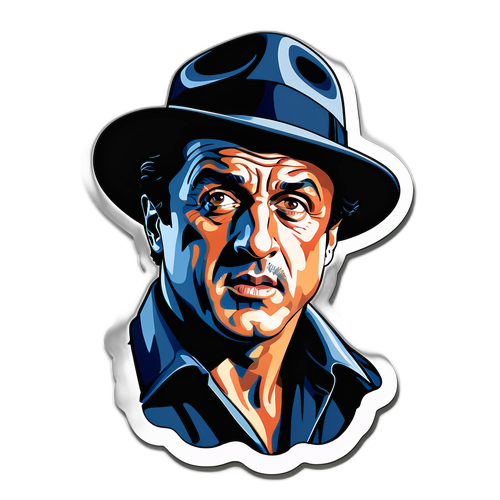 Adesivo vintage di Sylvester Stallone con elementi film noir