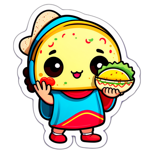 タコスを持ったキャラクターのかわいいステッカー