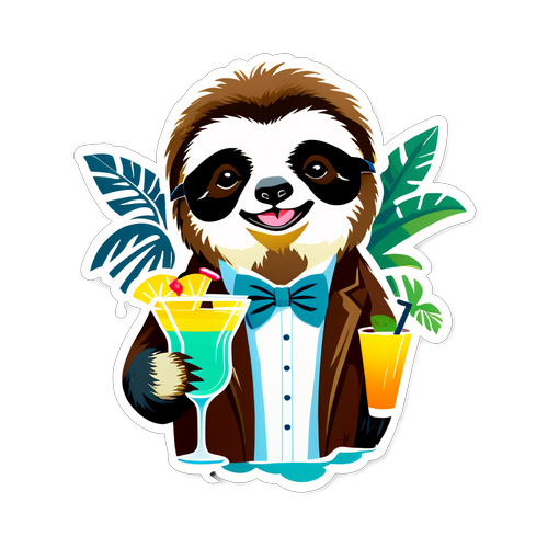 Chill Vibes Only: Meet the Stylish Sloth Sipping Cocktails on the Beach!