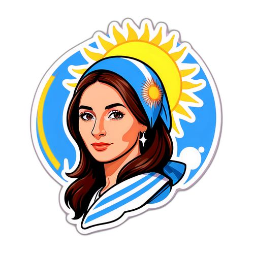 Retrato estilizado de Cristina con elementos culturales argentinos