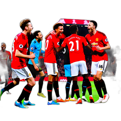 Manchester Unitedin pelaajat juhlivat maalia