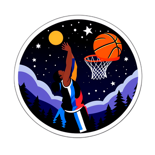 Minimalist na Sticker ng Basketball sa ilalim ng Bituin