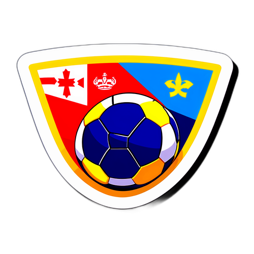 Un sticker cu un fotbal care se transformă în steagurile echipelor din superligă