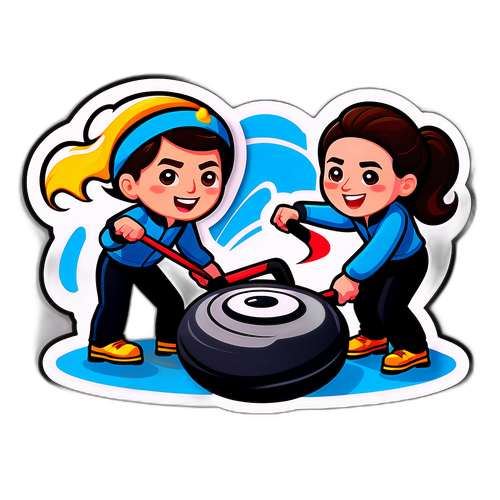 Vidám curling verseny grafika