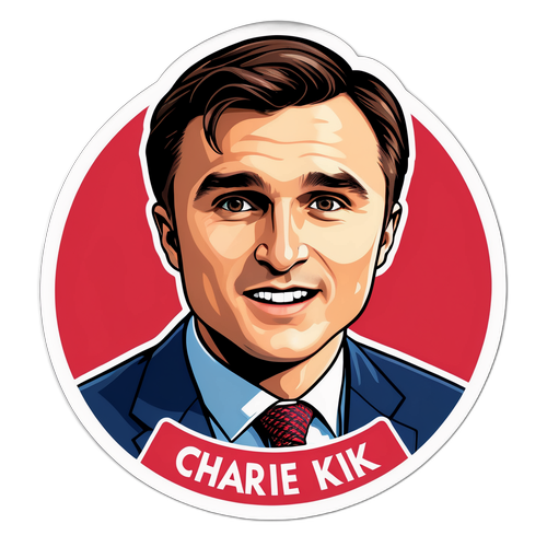 Autocolant cu Charlie Kirk în dezbatere politică