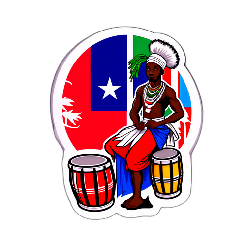 Adesivo colorato con la bandiera liberiana e elementi culturali