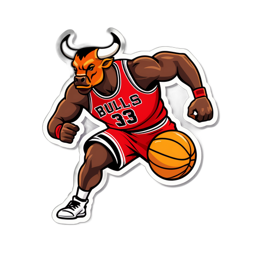 Masiglang Ilustrasyon ng Manlalaro ng Basketbol at Bantay na Baka