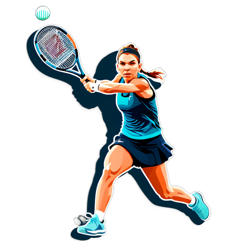 Autocolant cu rachetă de tenis și numele Simona Halep