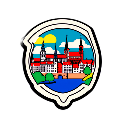 Stickers med stiliseret kort over Odense