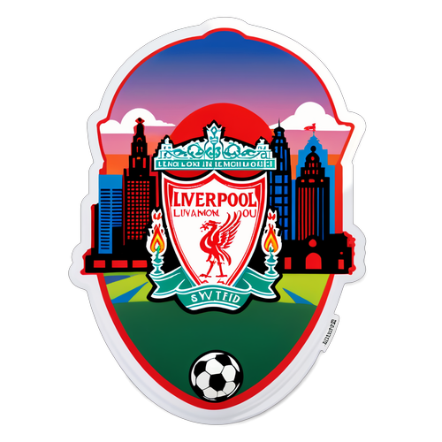 Aktivní logo Liverpoolu proti panorama Eindhovenu