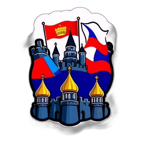 Наклейка с крепостью, символизирующей Россию