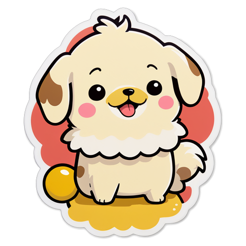 冒険に出かけるポムポムプリン風のクリーム色の犬