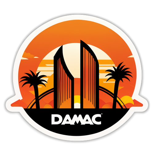 Silhouette Stadium Damac dengan Latar Belakang Matahari Terbenam