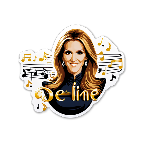 Découvrez le Sticker Éblouissant de Céline Dion : Un Hommage Musical en Lettres Dorées !