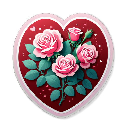 Heartfelt Valentine's Day Sticker with Roses