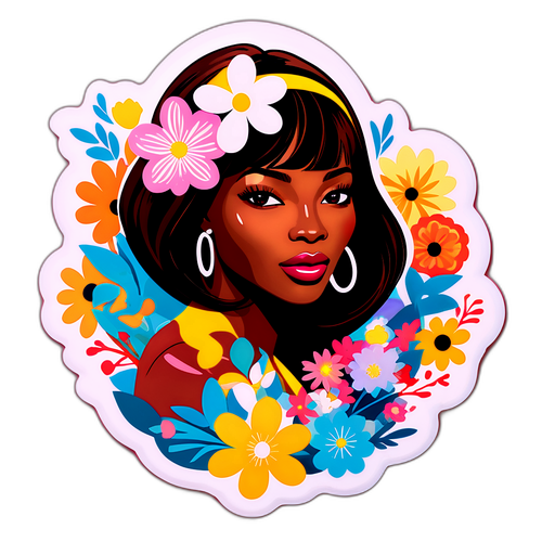 Sticker cu flori și mesaj inspirațional