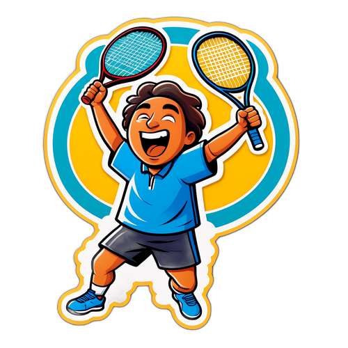 Una sticker espressiva di Botic van de Zandschulp in posa trionfante