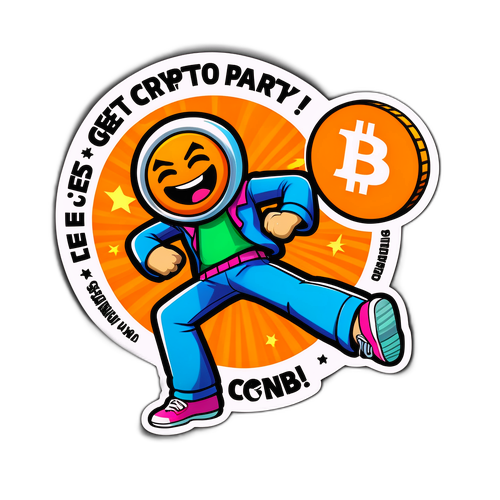 Funky Bitcoin Character na Nagsasaya