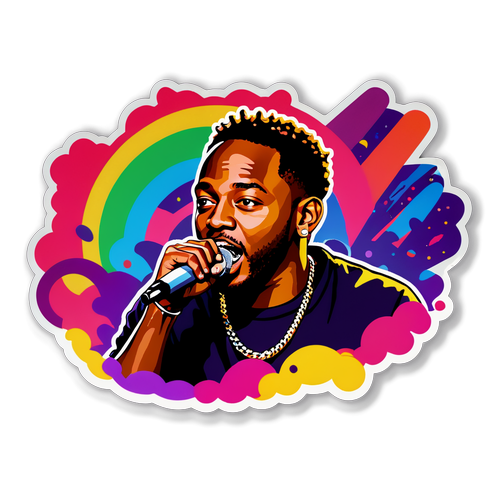 Sticker van Kendrick Lamar op het podium