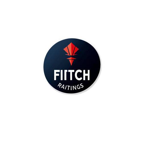 Design cu logo-ul Fitch Ratings pe un fundal financiar, evidențiind analize economice