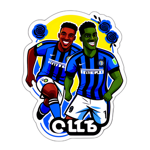 Adesivo divertente con giocatori di calcio cartoon