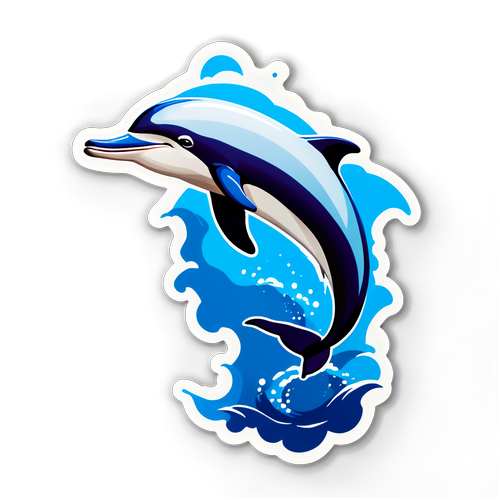 愉快的海豚躍入碧藍海洋貼紙