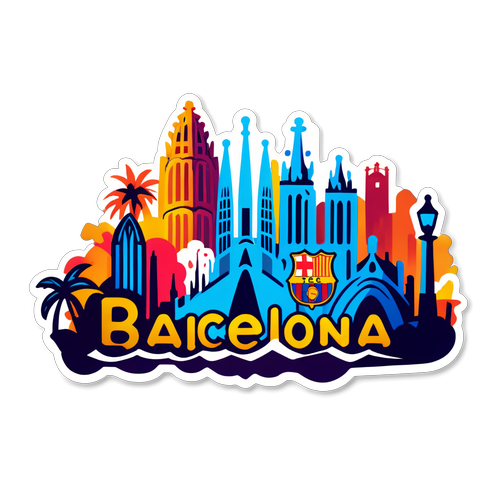 Sticker för Barcelona med berömda landmärken