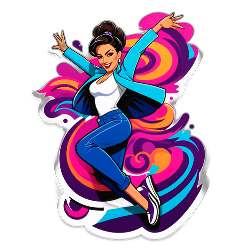 Sticker de Virginia Gallardo en una Pose Dinámica