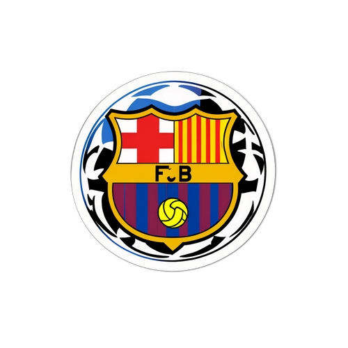 Символы Барселоны и Айнтрахта в виде игроков, дриблирующих вокруг друг друга