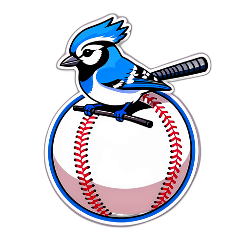 Blue Jay on Baseball Bat Sticker