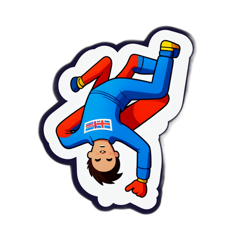 Autocollant d'un athlète en plein saut acrobatique aux Jeux Olympiques d'hiver