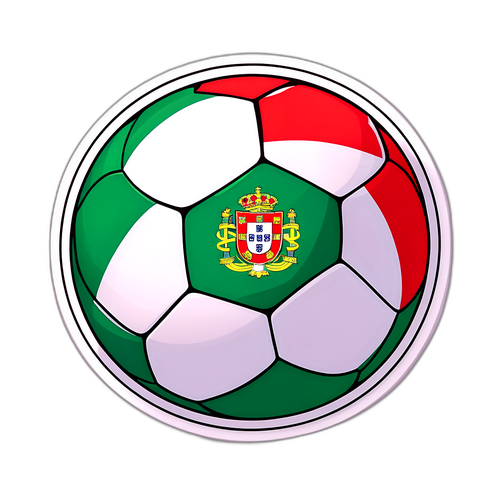 Sticker van een voetbal met het woord 'Portugal'