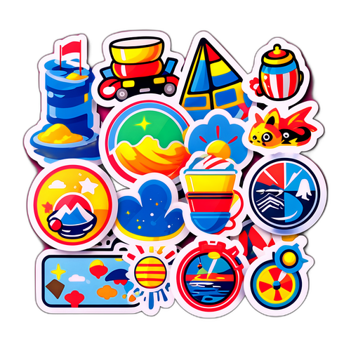 色とりどりの趣味とアクティビティを視覚化したステッカー