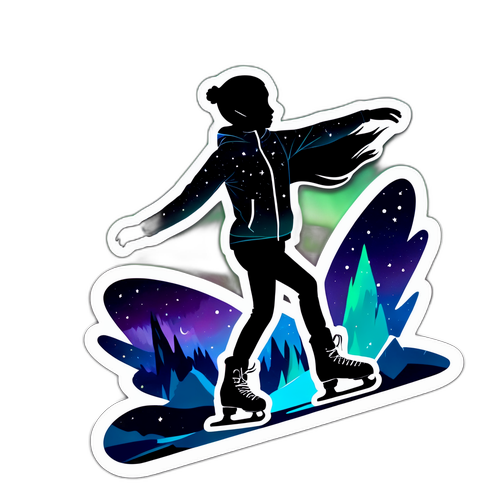 Alysa Liu i silhuett mot nordlyset