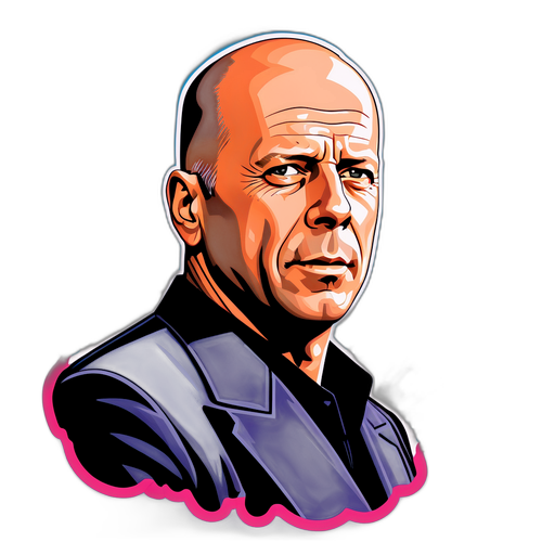 Bruce Willis elokuvajuliste, epätavallinen väri ja kova asento