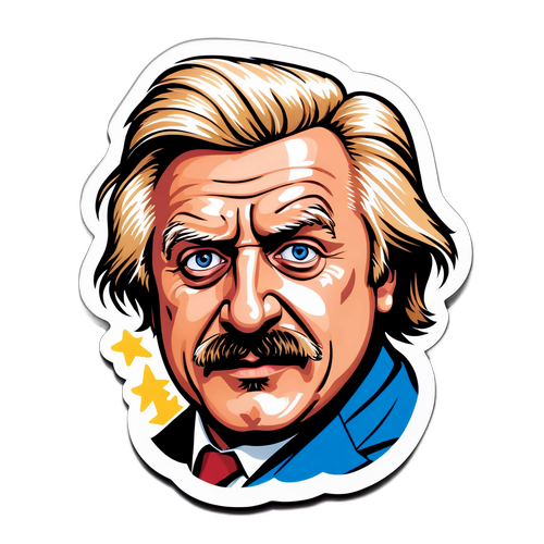 Tvořivá nálepka zobrazená jako populární hrdina z českých komedií