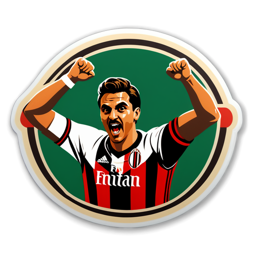 Stiker Vintage AC Milan Merayakan Gol