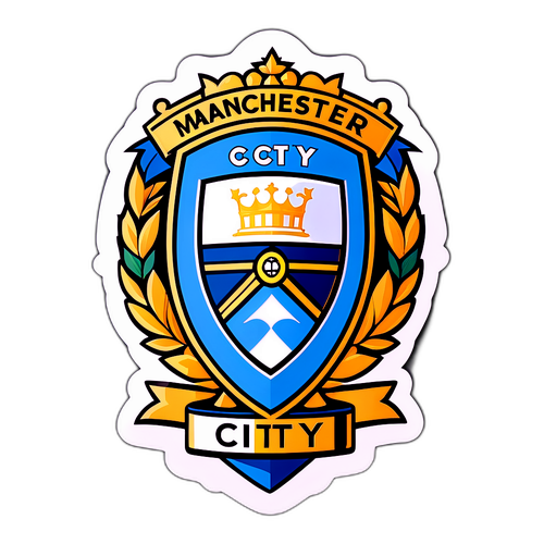 Îlustrul logo Manchester City încorporat într-un trofeu