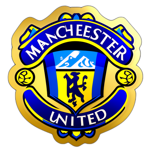 מדבקת זהב יוקרתית עם סמלי הקבוצות מנצ'סטר יונייטד ואברטון