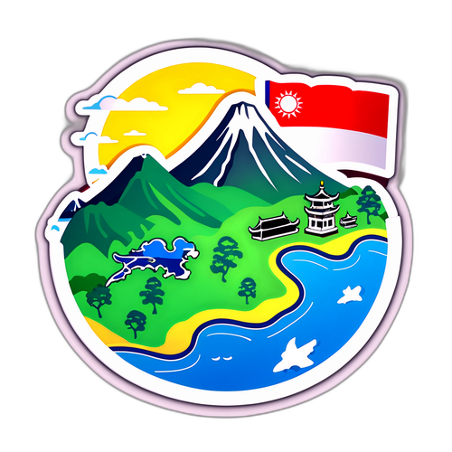 Piękny widok Tajwanu z mapą i symbolami regionów