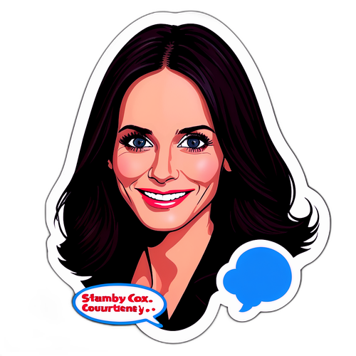Humorous Sitcom Sticker of Courteney Cox