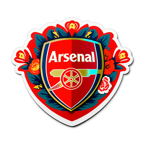 สติ๊กเกอร์โลโก้ Arsenal ในลวดลายดอกไม้และสีแดง