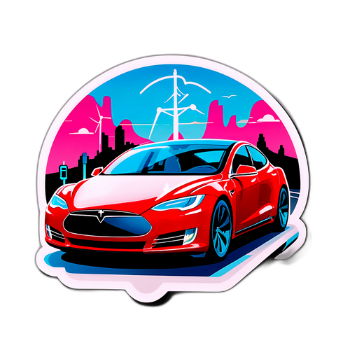 Tesla-klistret med elbil på futuristisk väg