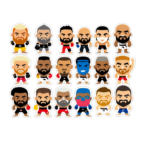 Sticker colorat cu luptători UFC